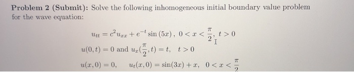 Solved Problem 2 (Submit): Solve the following inhomogeneous | Chegg.com