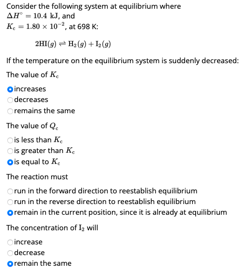 Solved Consider The Following System At Equilibrium Where | Chegg.com