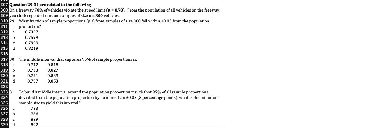 Solved 307 Question 29-31 are related to the following 308 | Chegg.com
