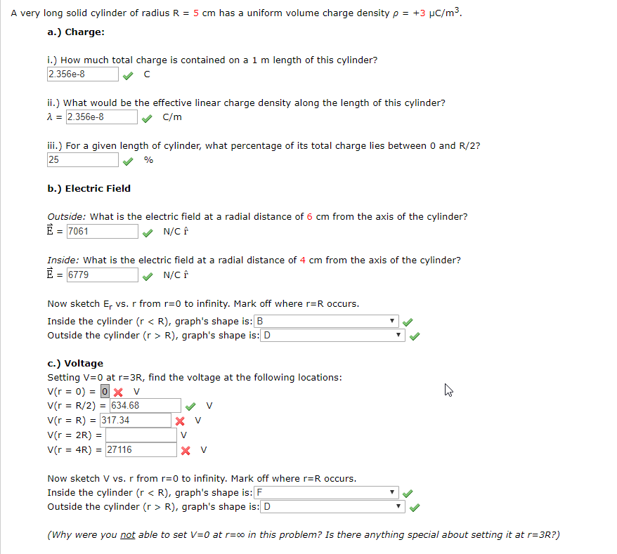 Solved A Very Long Solid Cylinder Of Radius R 5 Cm Has Chegg Com