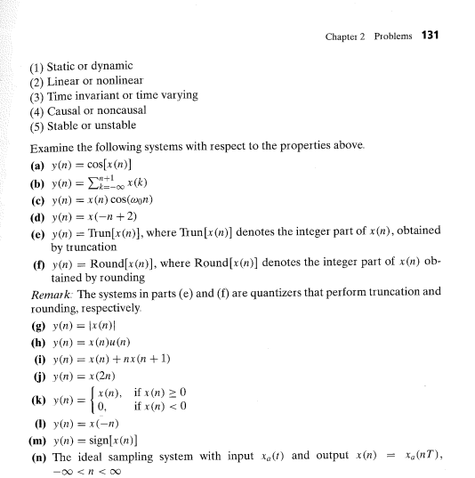 Solved Chapter 2 Problems 131 (1) Static or dynamic (2) | Chegg.com