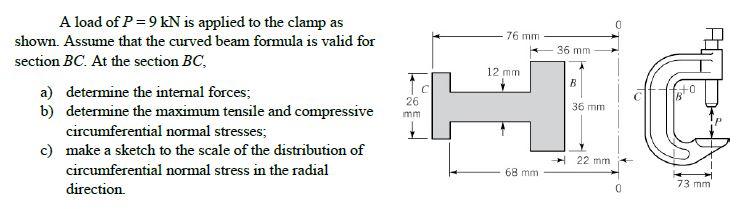 Solved 76 mm 36 mm 12 mm B A load of P 9 kN is applied to Chegg