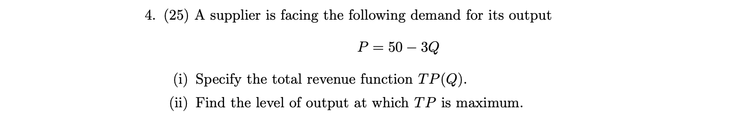 Solved 4. (25) A supplier is facing the following demand for | Chegg.com