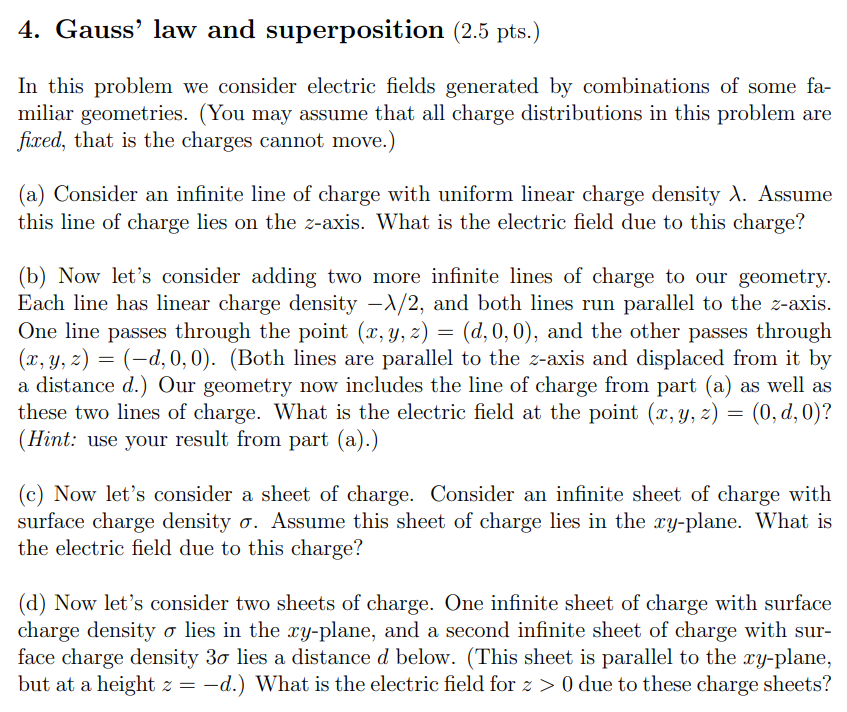 Solved In this problem we consider electric fields generated | Chegg.com