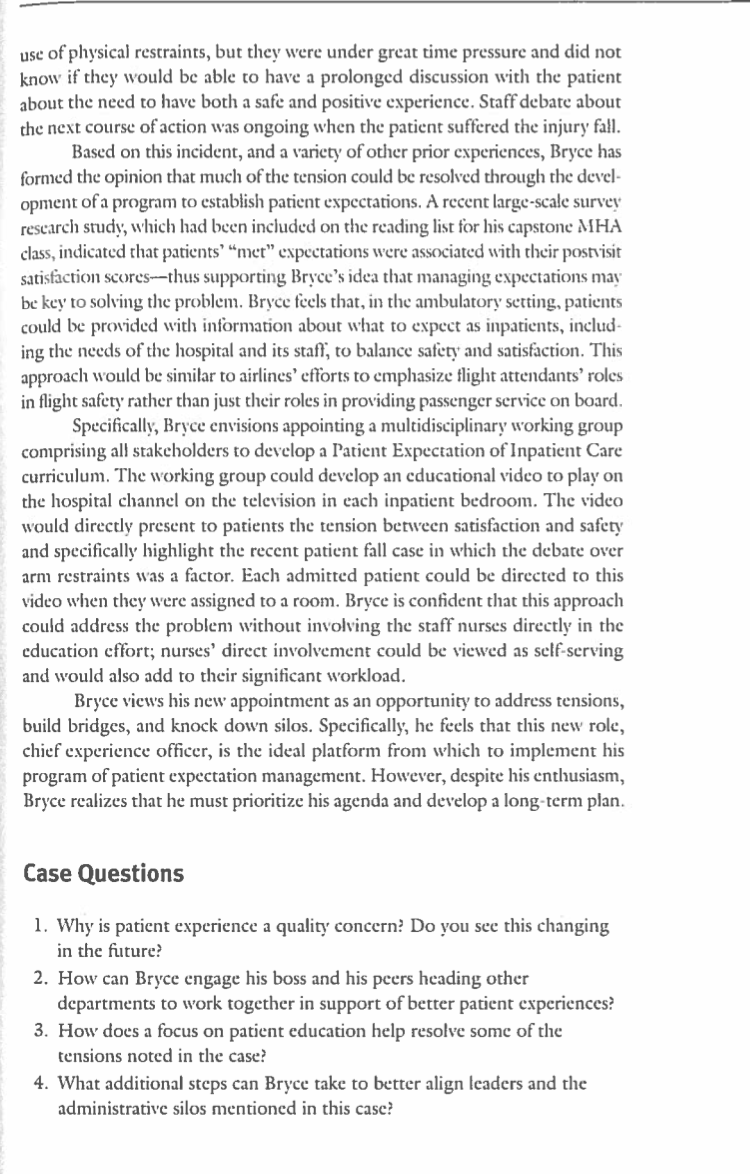 Solved CASE 33 Managing the Patient Experience: Facing the | Chegg.com