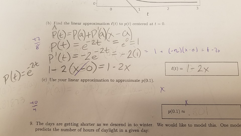 Solved B Find The Linear Approximation E T To P T C Chegg Com