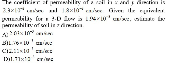 Solved The coefficient of permeability of a soil in x and y | Chegg.com