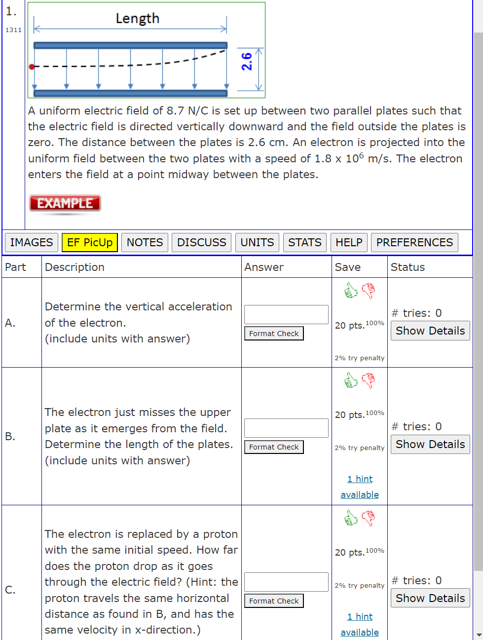 Solved A uniform electric field of 8.7 N/C is set up between | Chegg.com