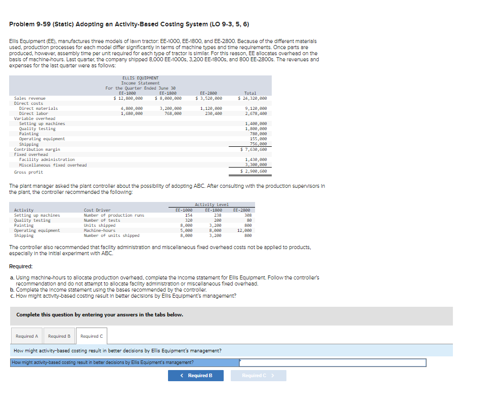 Solved Problem 9.59 (Static) Adopting an Actlvity-Based | Chegg.com