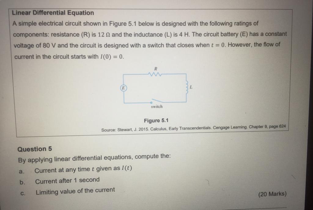 Solved Linear Differential Equation A simple electrical | Chegg.com