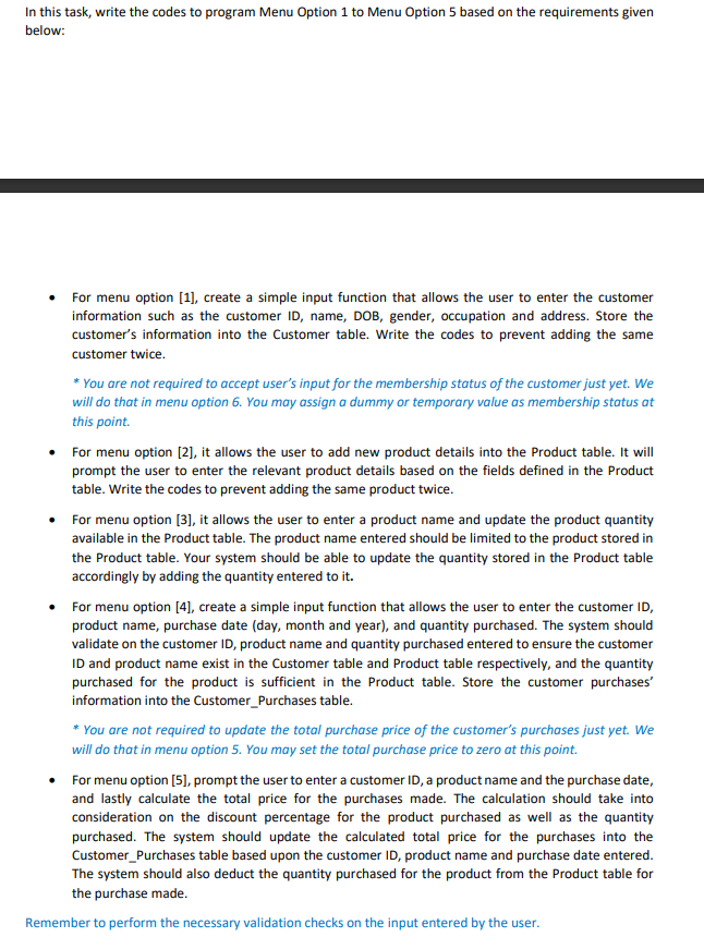 Solved menu implementation for this menu section THIS IS FOR | Chegg.com