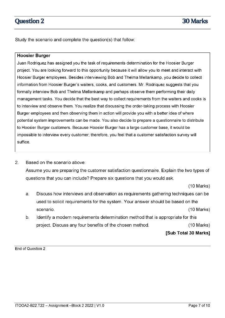 Question 2 30 Marks Study the scenario and complete | Chegg.com