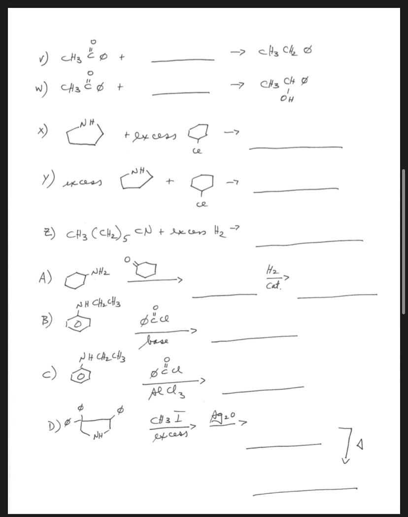 Solved Ch3 Ch O V Chizo W Ch3 O Ch3 Ch O On Nh T E Chegg Com