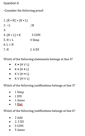 Solved Question 6 Consider The Following Proof 1 Kh Chegg Com
