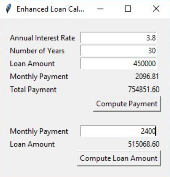 Create a Python Loan Calculator according to the | Chegg.com