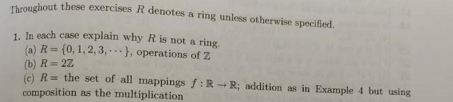Solved Throughout these exercises R denotes a ring unless | Chegg.com