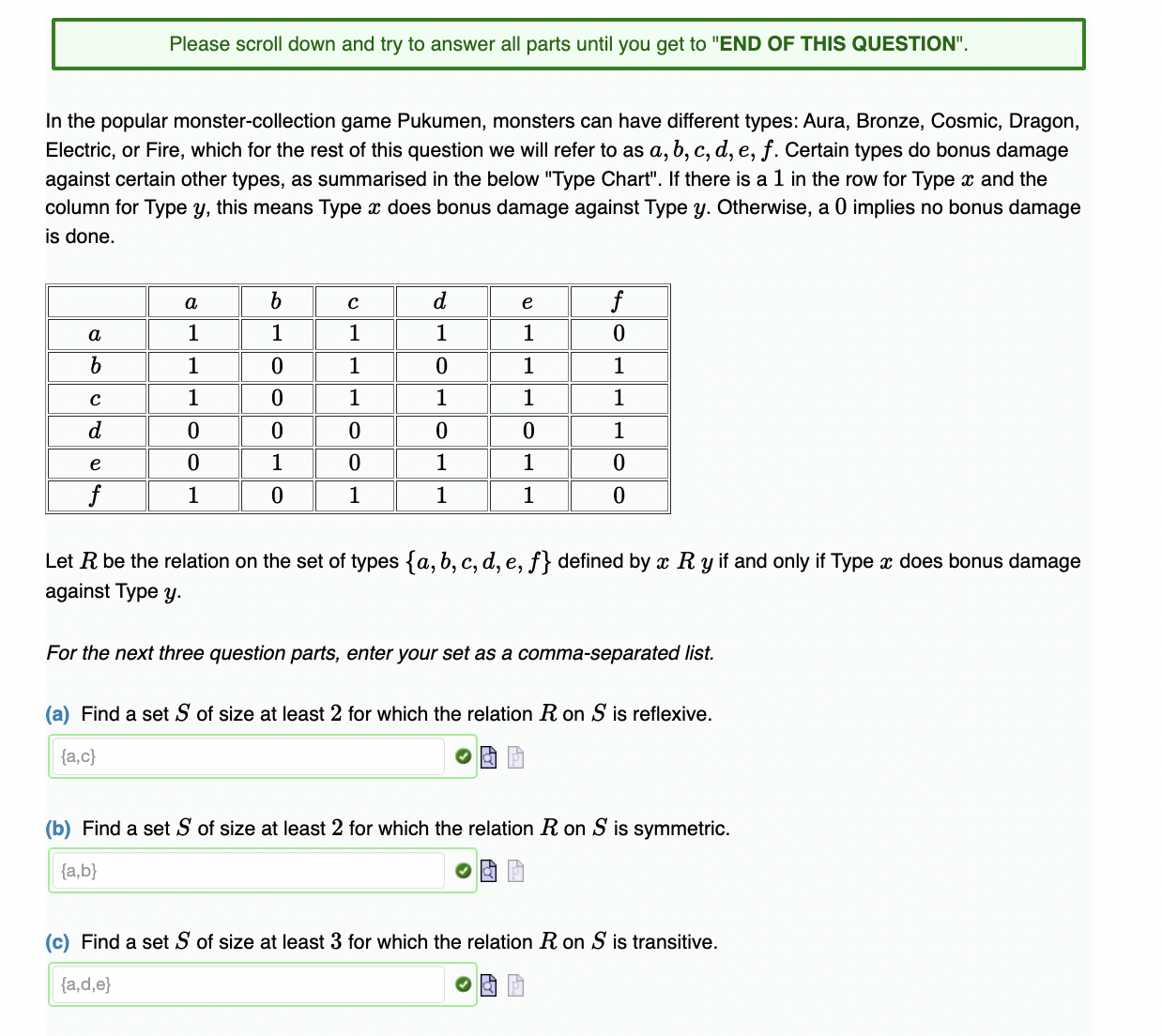 Solved How do I solve for part c) Why is {a,d,e} correct? | Chegg.com