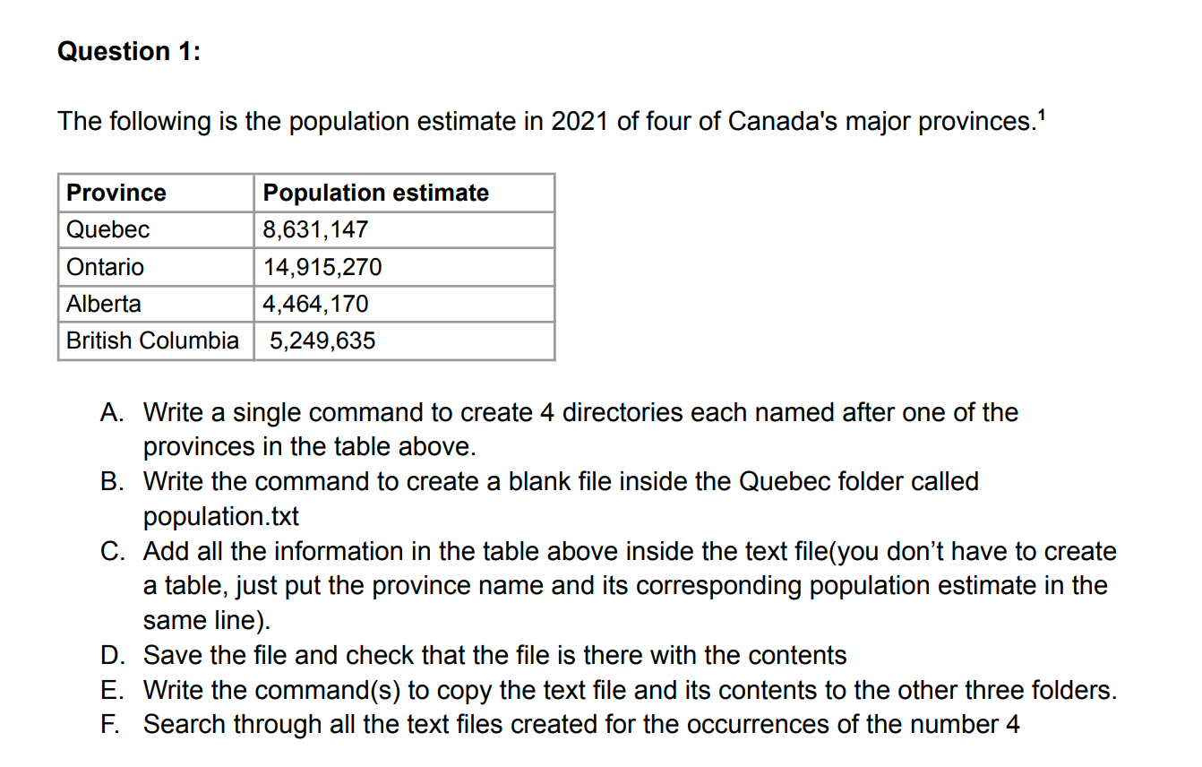 Solved Question 1: 1 The Following Is The Population | Chegg.com