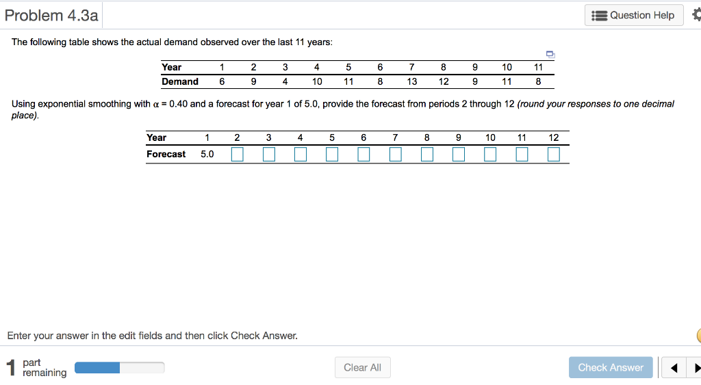 Solved Problem 4.3a :3 Question Help The Following Table | Chegg.com