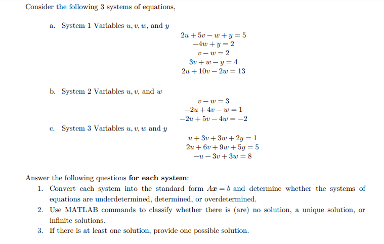 Consider The Following 3 Systems Of Equations A Chegg Com