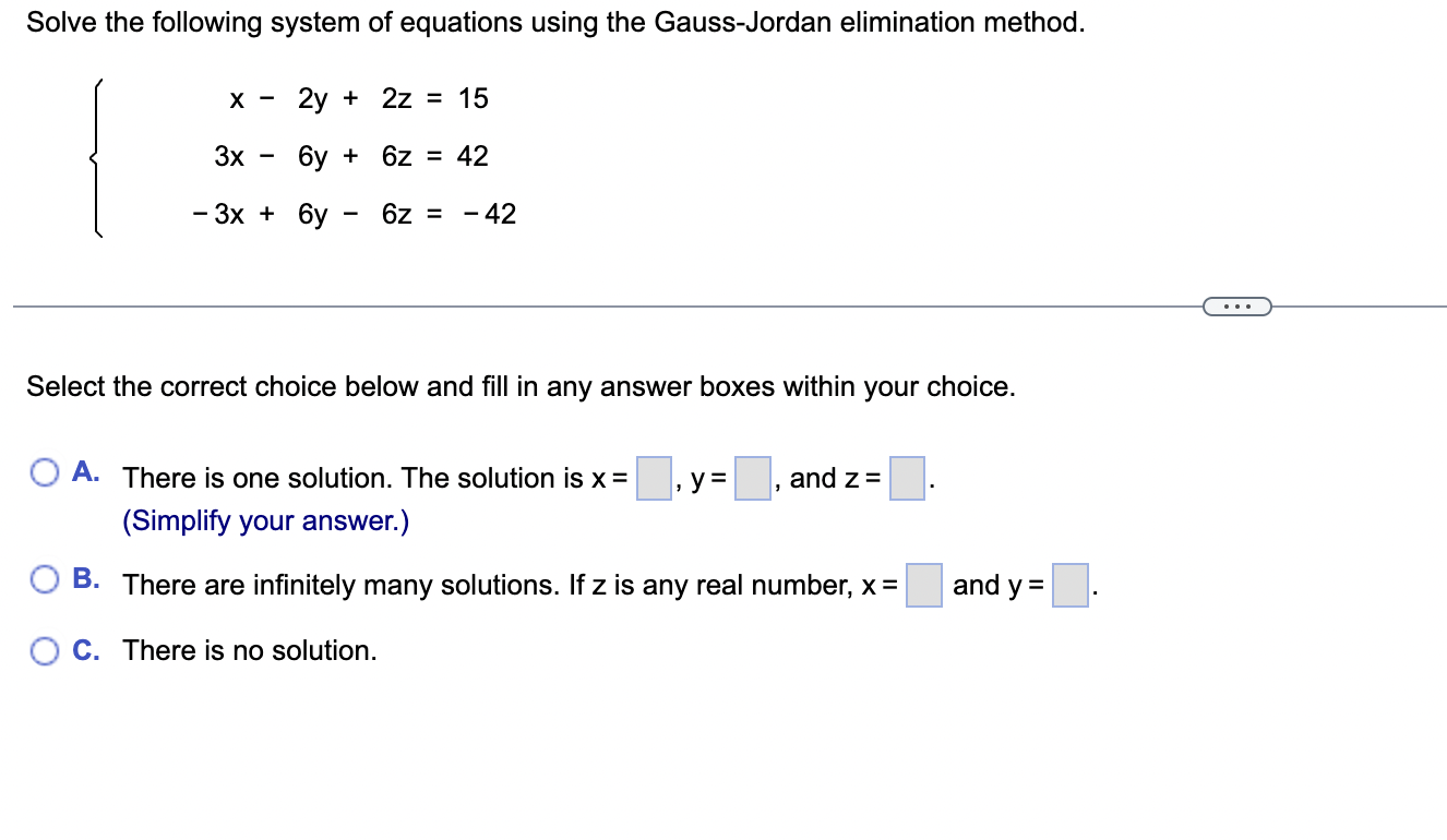 Solved Solve the following system of equations using the | Chegg.com