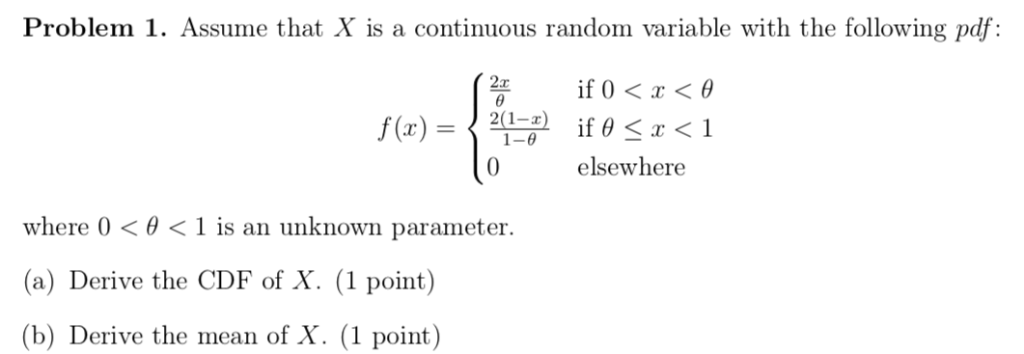 Solved Problem 1. Assume that X is a continuous random | Chegg.com