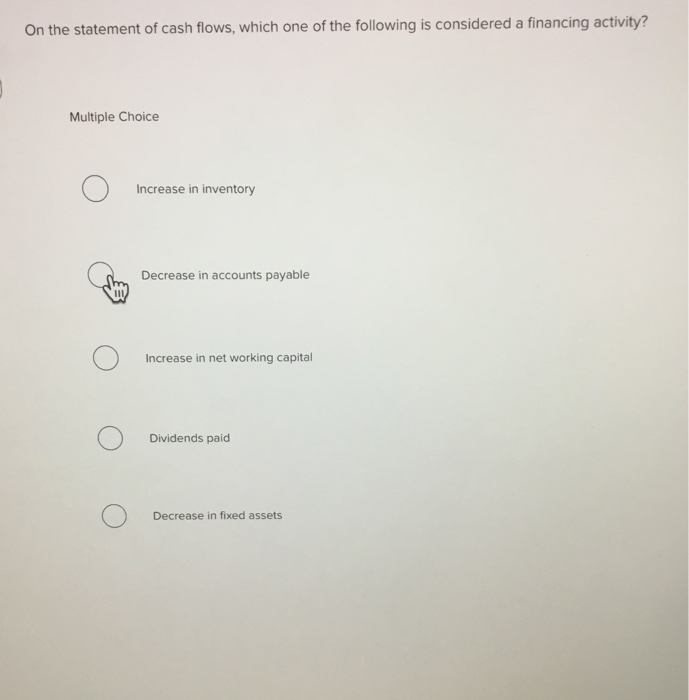Solved On the statement of cash flows, which one of the | Chegg.com
