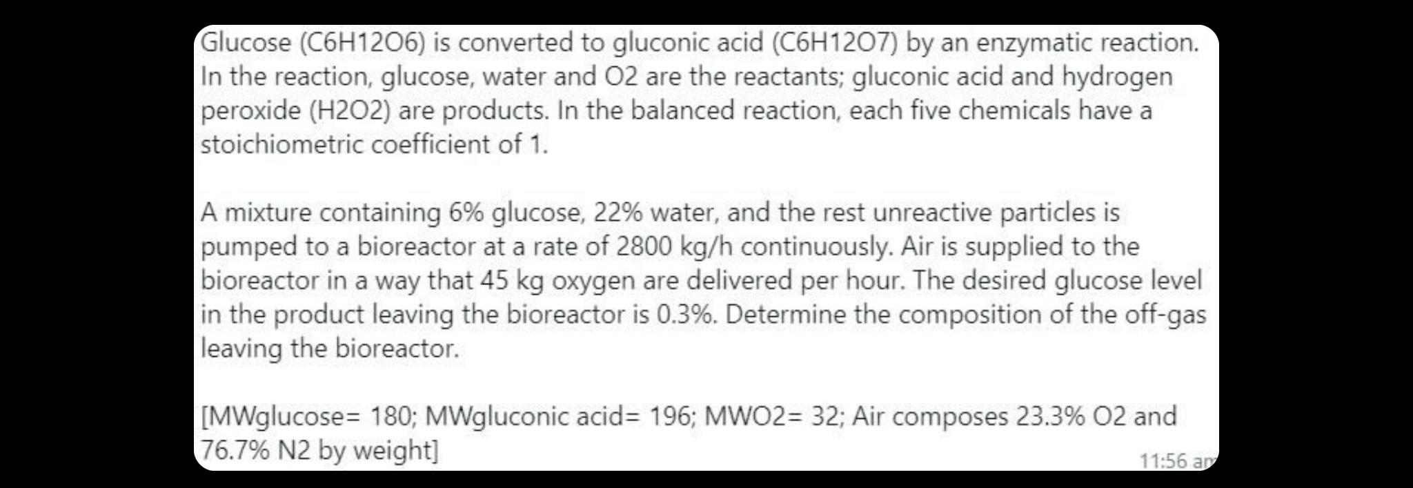 Solved Glucose (C6H1206) is converted to gluconic acid | Chegg.com
