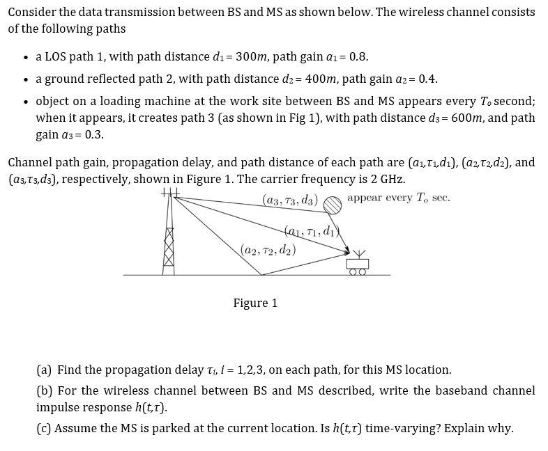 Solved Consider the data transmission between BS and MS as