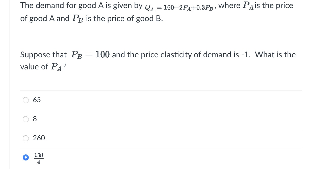 Solved The demand for good A is given by | Chegg.com