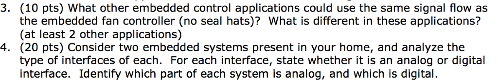 Solved 3. (10 pts) What other embedded control applications | Chegg.com