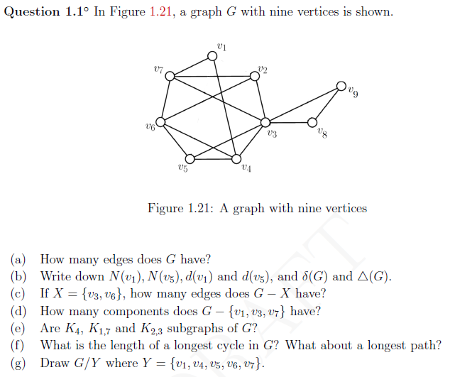 Solved Question 1 1º In Figure 1 21 A Graph G With Nine Chegg Com