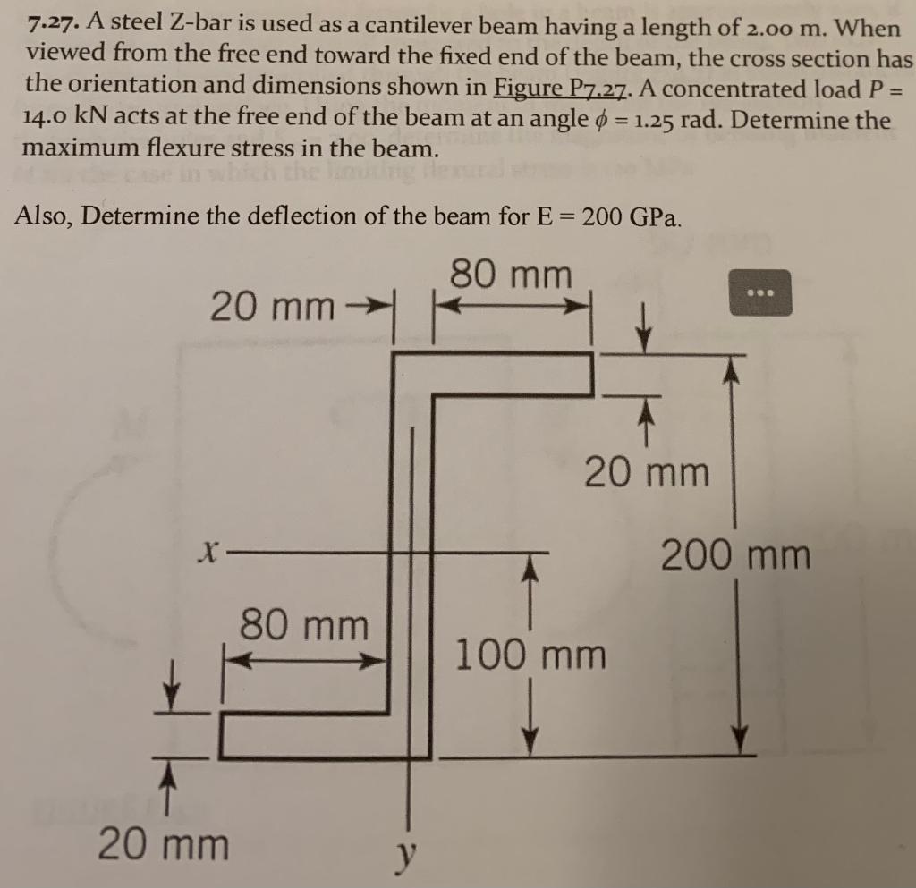 7.27. A steel Z-bar is used as a cantilever beam | Chegg.com
