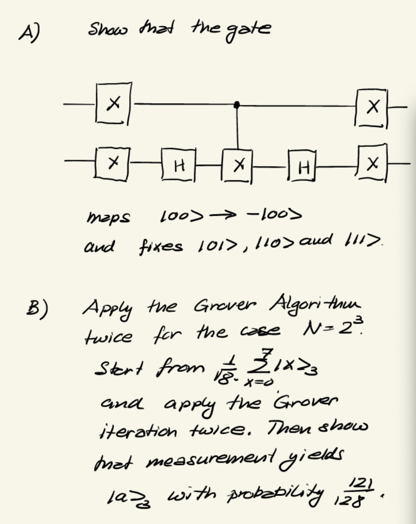 Show that the gate maps 100 →−100 and fixes 101>, | Chegg.com
