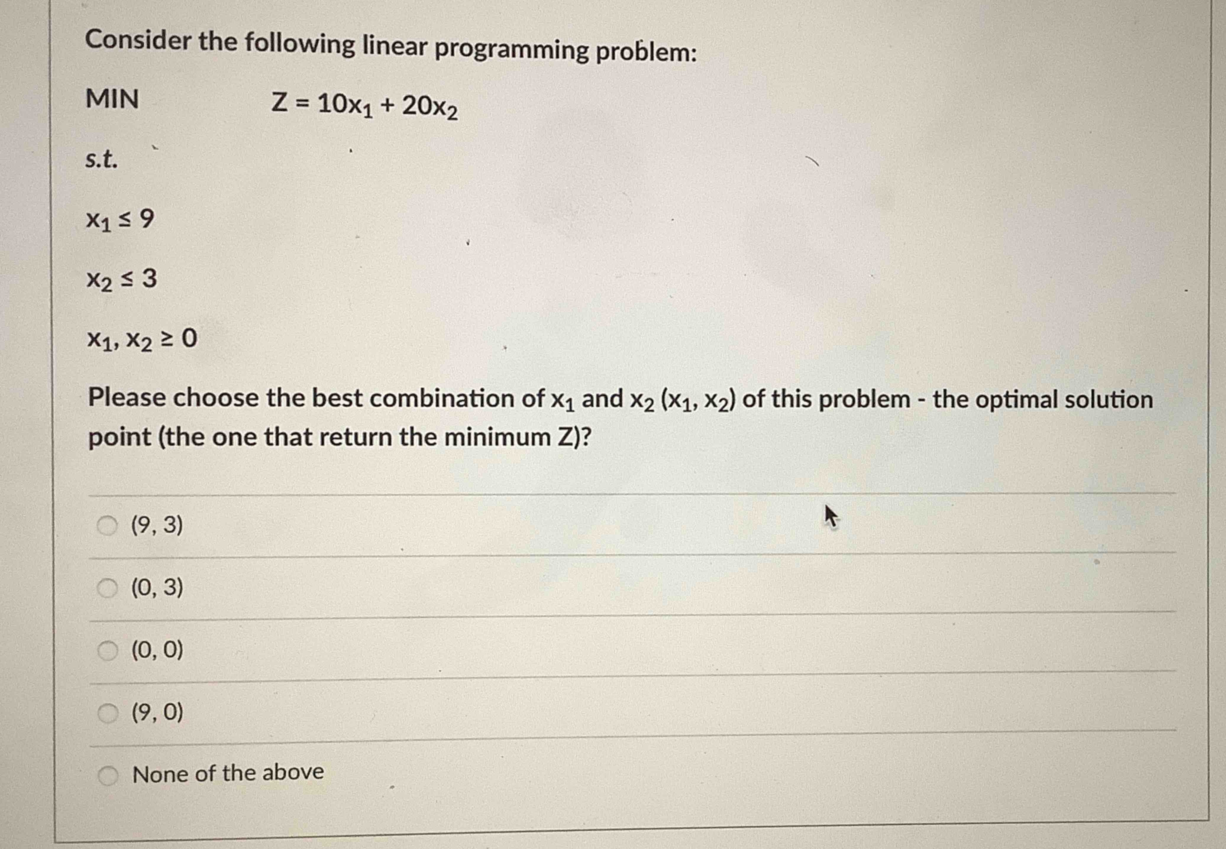 Solved Consider The Following Linear Programming Problem: | Chegg.com