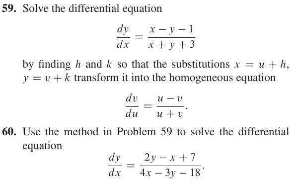 Solved 59. Solve the differential equation dy dx = x - y - 1 | Chegg.com