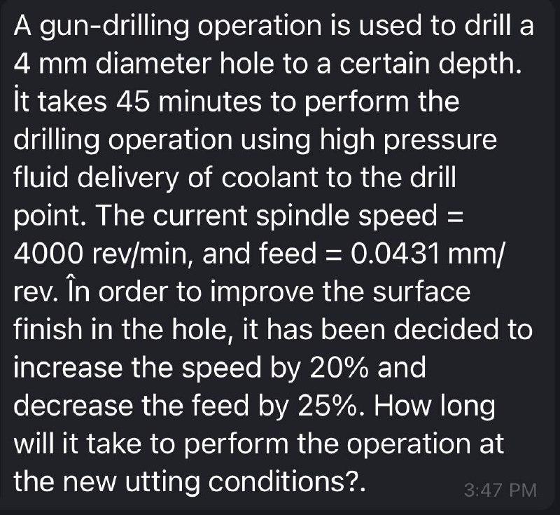 Solved A gundrilling operation is used to drill a 4 mm