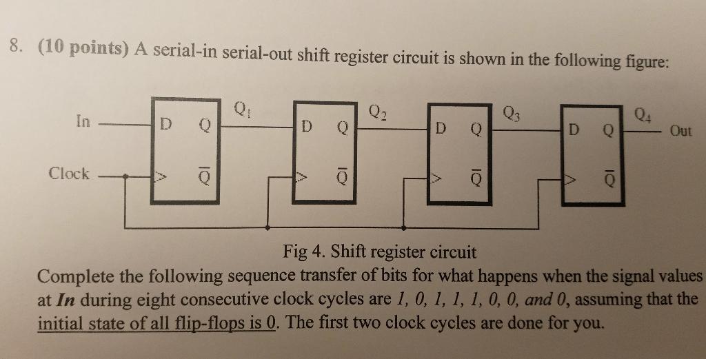 Solved 8. (10 points) A serial-in serial-out shift register | Chegg.com