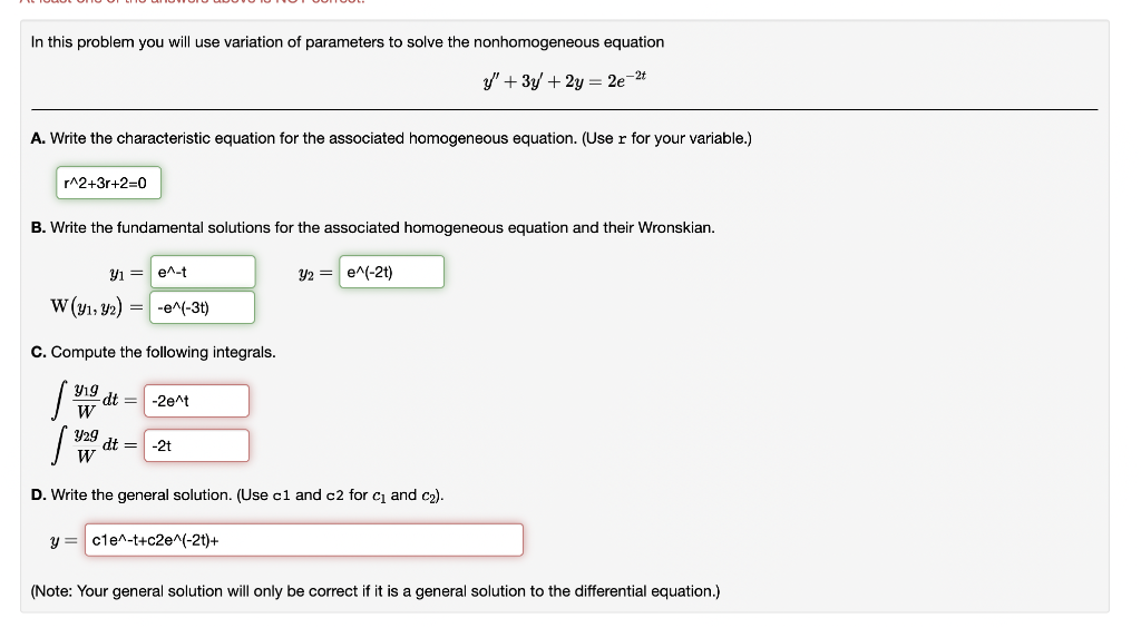 Solved In this problem you will use variation of parameters | Chegg.com