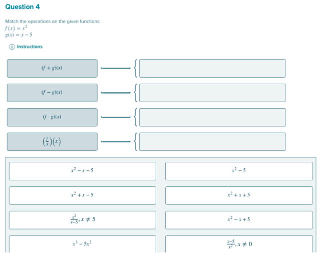 Solved Question 3 Match the operations on the given | Chegg.com