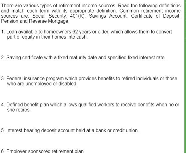 The Retirement Income Program