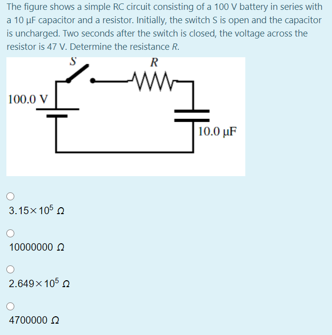 Solved The figure shows a simple RC circuit consisting of a | Chegg.com