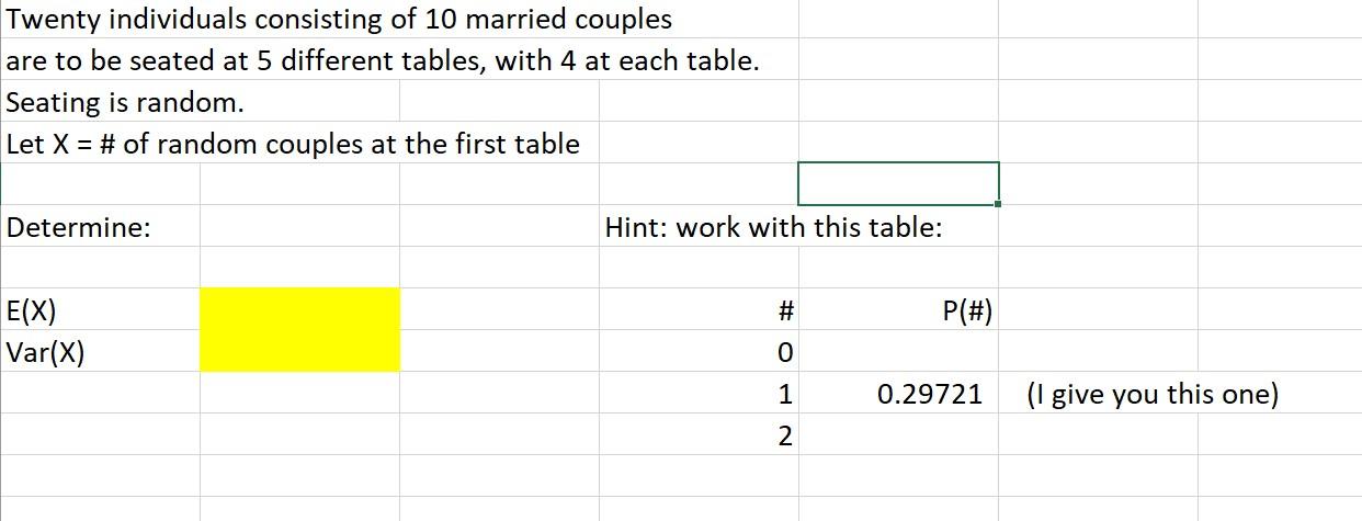 Solved Twenty individuals consisting of 10 married couples | Chegg.com