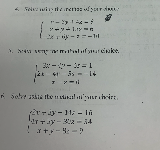 Solved 4. Solve using the method of your choice. ( x - 2y + | Chegg.com