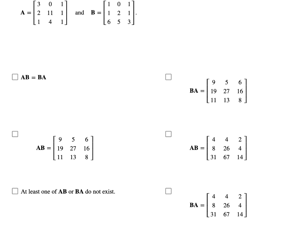 Solved Compute Det A, Det B, Det (AB), And Det (A + B) For | Chegg.com