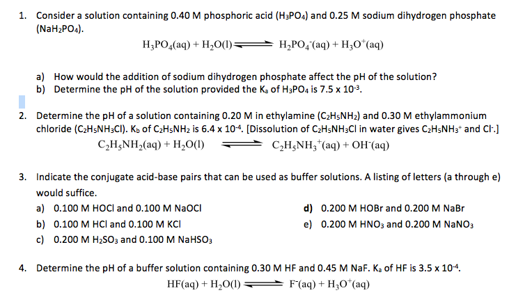 Solved Consider a solution containing 0.40 M phosphoric acid | Chegg.com