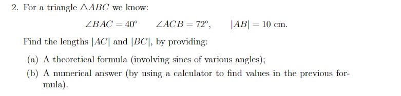 Solved 2. For a triangle ABC we know: | Chegg.com