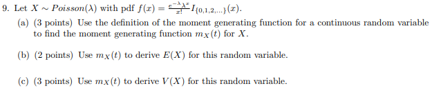 Solved 9. Let X∼Poisson(λ) with pdf | Chegg.com