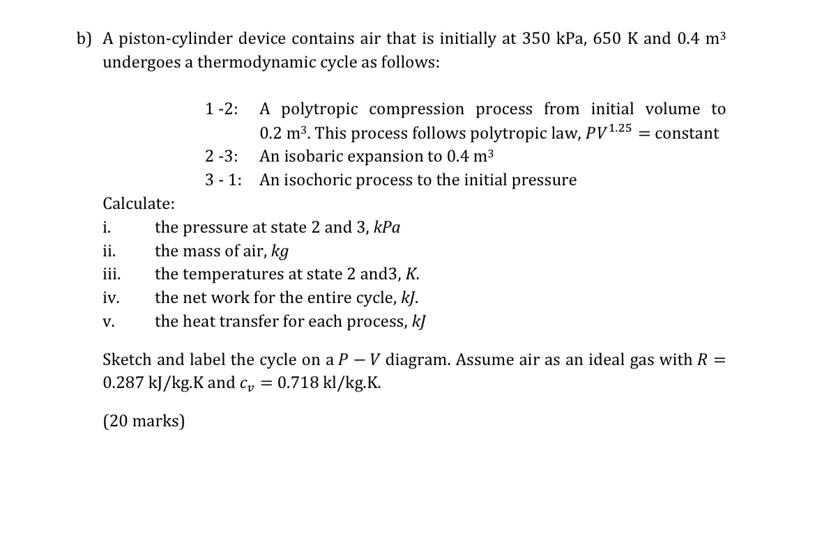 Solved B) ﻿a Piston-cylinder Device Contains Air That Is 