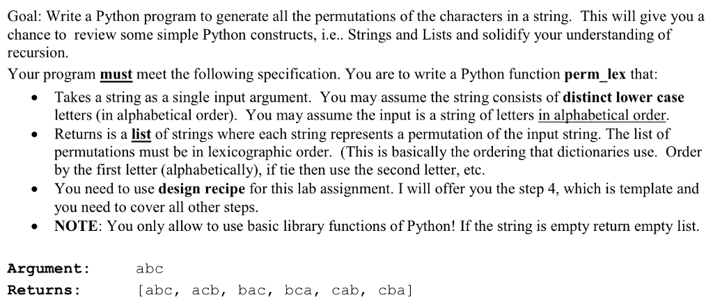 Solved Goal: Write a Python program to generate all the | Chegg.com